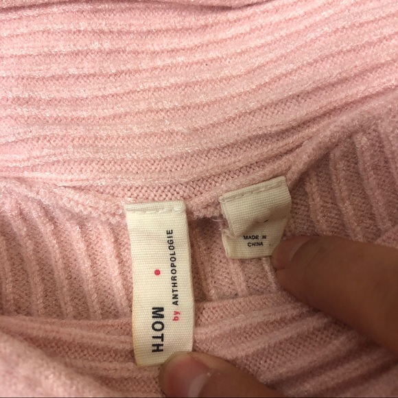 Anthropologie Moth Light Peach Dancer Off Shoulder Ribbed Sweater Size XS - Picture 11 of 13